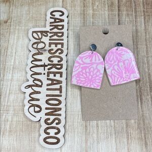 Pink Floral Statement Drop Earrings